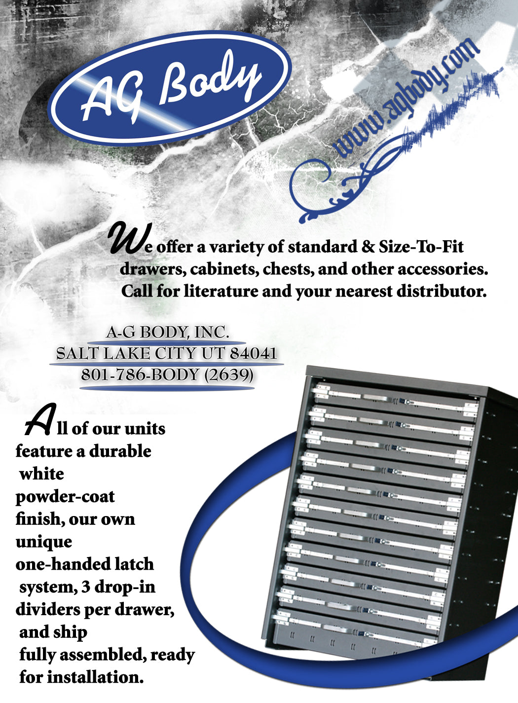 35” Truck Body Drawer Unit – 5 Drawer Steel Toolbox Insert (35” x 18” x 16”) | AG Body