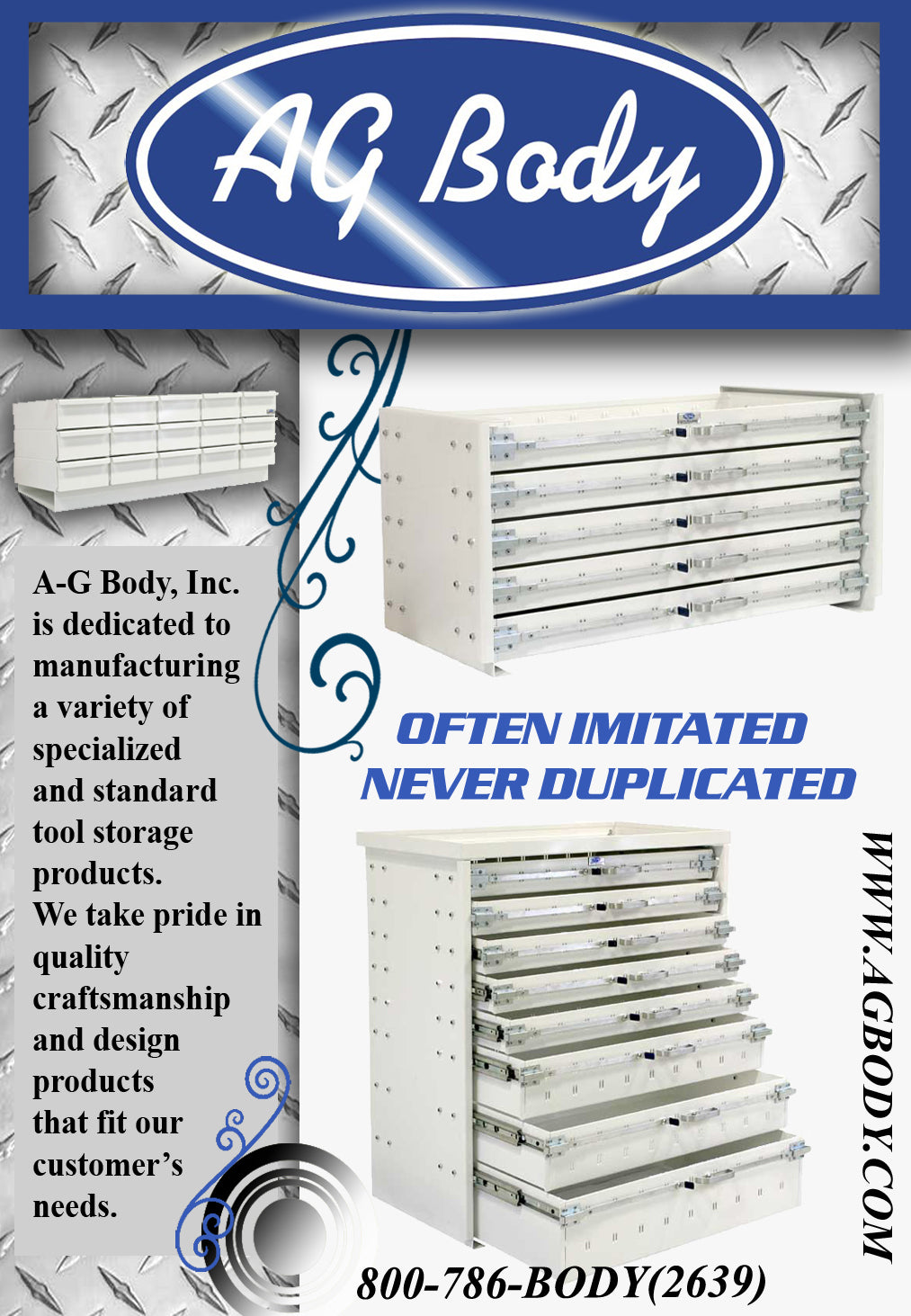 35” Truck Body Drawer Unit – 5 Drawer Steel Toolbox Insert (35” x 18” x 16”) | AG Body