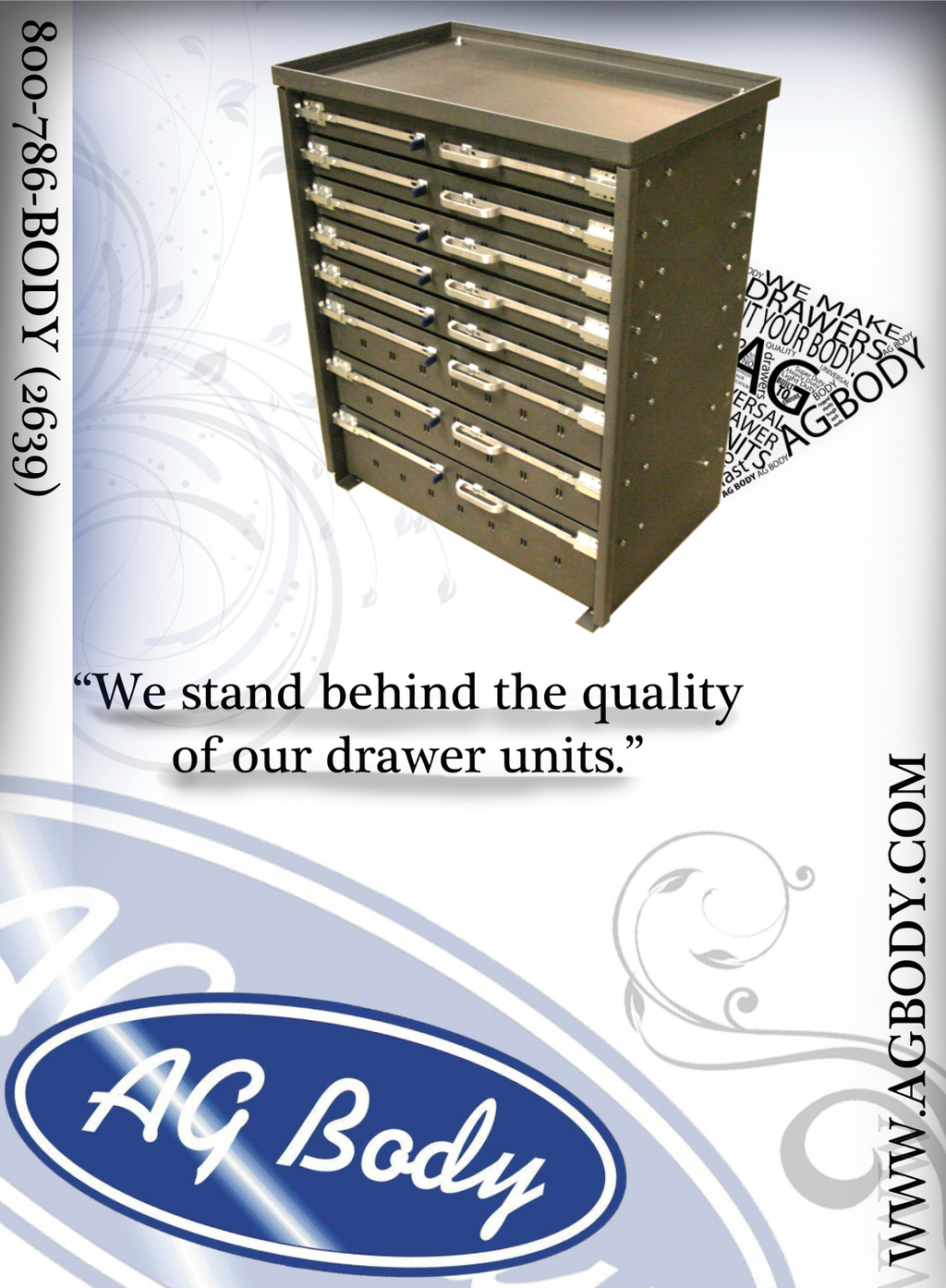 35” Truck Body Drawer Unit – 5 Drawer Steel Toolbox Insert (35” x 18” x 16”) | AG Body