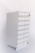 Dwg# 8098-B, Bolt Bin Toolbox, 16” W x 18” D x 35” T, 2 Drawers Wide x 8 Drawers Tall