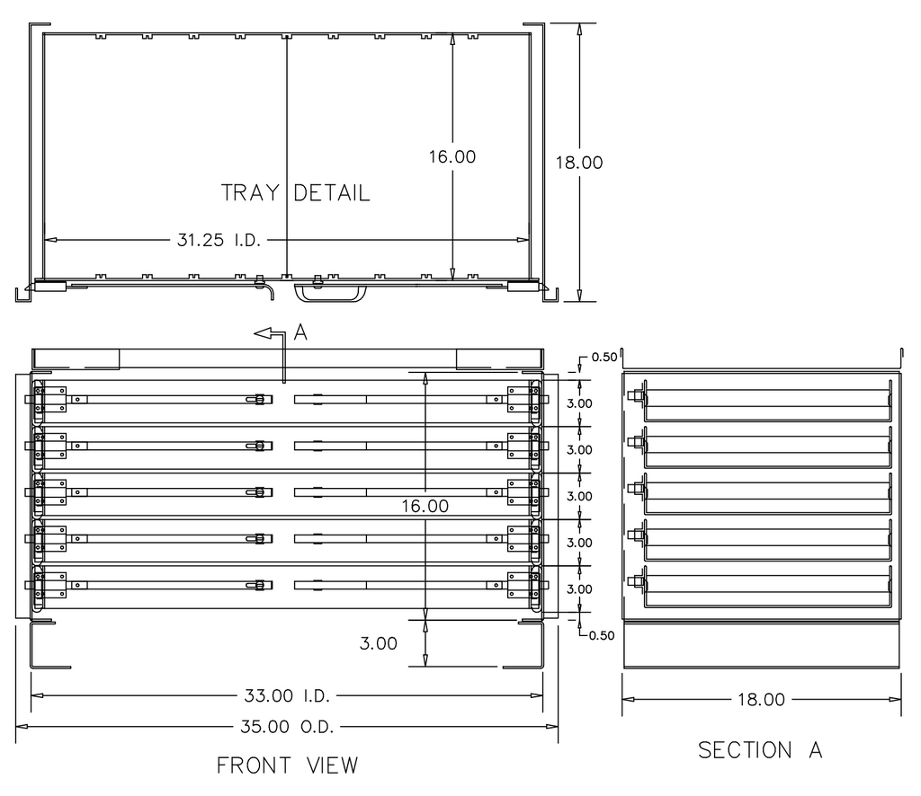 35” Truck Body Drawer Unit – 5 Drawer Steel Toolbox Insert (35” x 18” x 16”) | AG Body