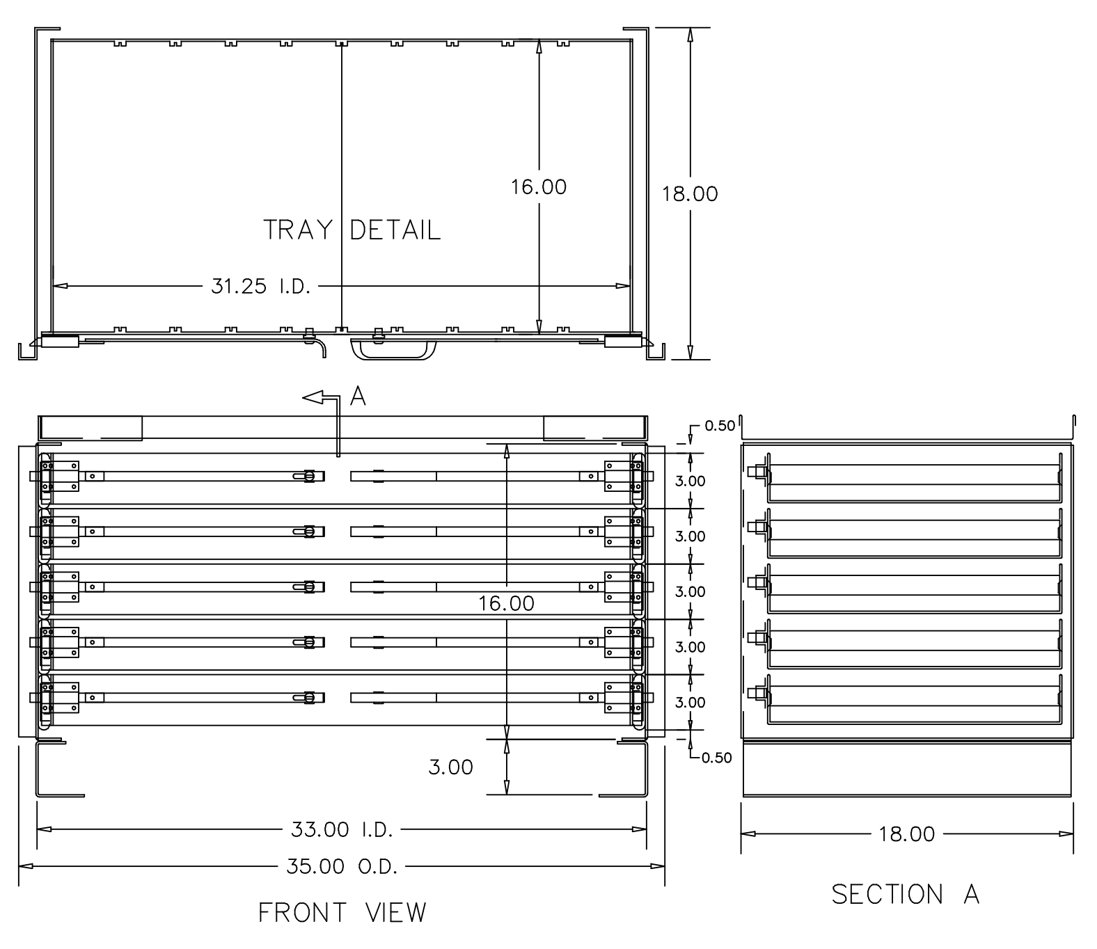 35” Truck Body Drawer Unit – 5 Drawer Steel Toolbox Insert (35” x 18” x 16”) | AG Body